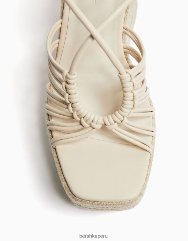 crudo Bershka mujer alpargatas con tiras y cuña con cordones 806J6B2180