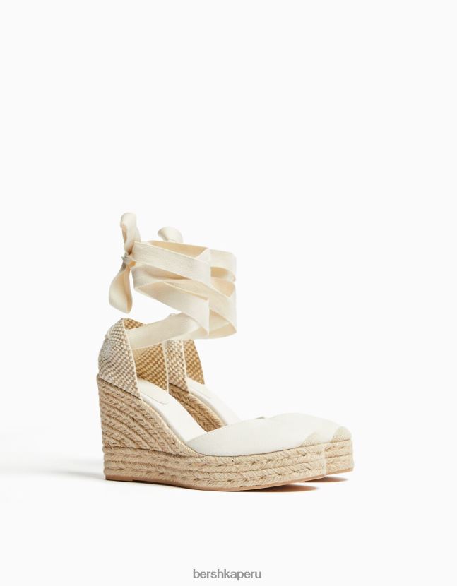 crudo Bershka mujer cuña de yute con cordones 806J6B2200