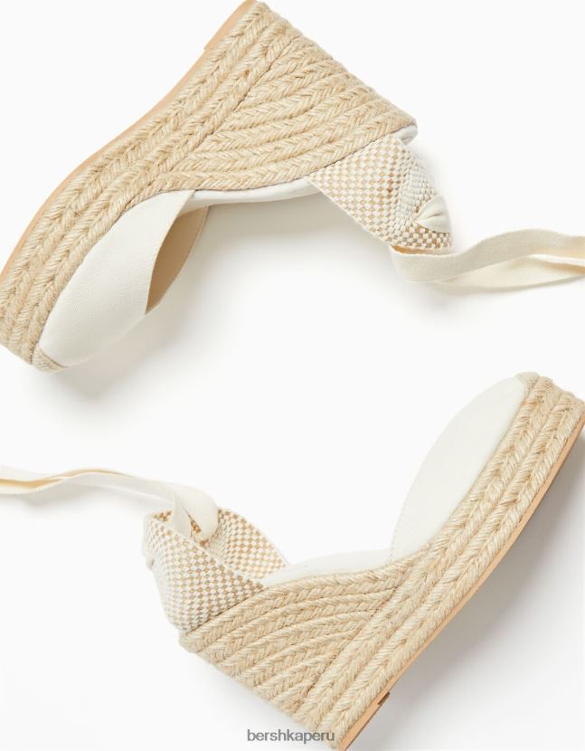 crudo Bershka mujer cuña de yute con cordones 806J6B2206