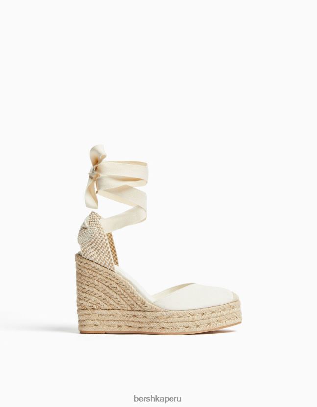 crudo Bershka mujer cuña de yute con cordones 806J6B2206