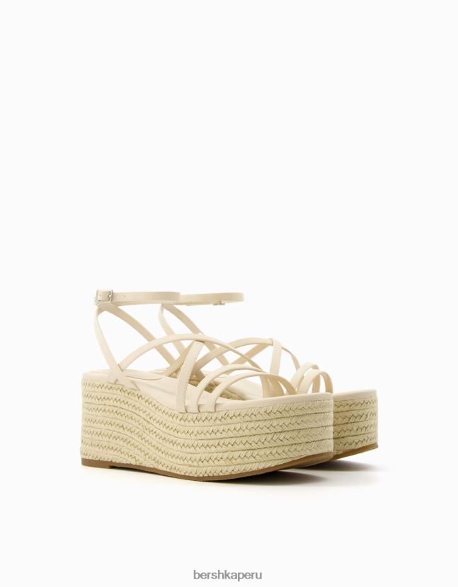 crudo Bershka mujer cuñas de yute multitiras con pulsera en el tobillo 806J6B1853