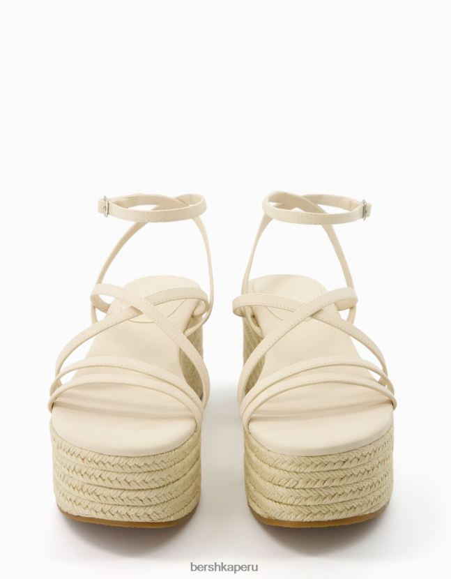 crudo Bershka mujer cuñas de yute multitiras con pulsera en el tobillo 806J6B1853