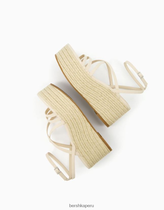 crudo Bershka mujer cuñas de yute multitiras con pulsera en el tobillo 806J6B1853