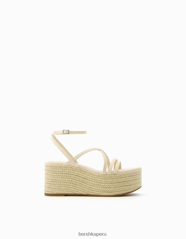 crudo Bershka mujer cuñas de yute multitiras con pulsera en el tobillo 806J6B1853