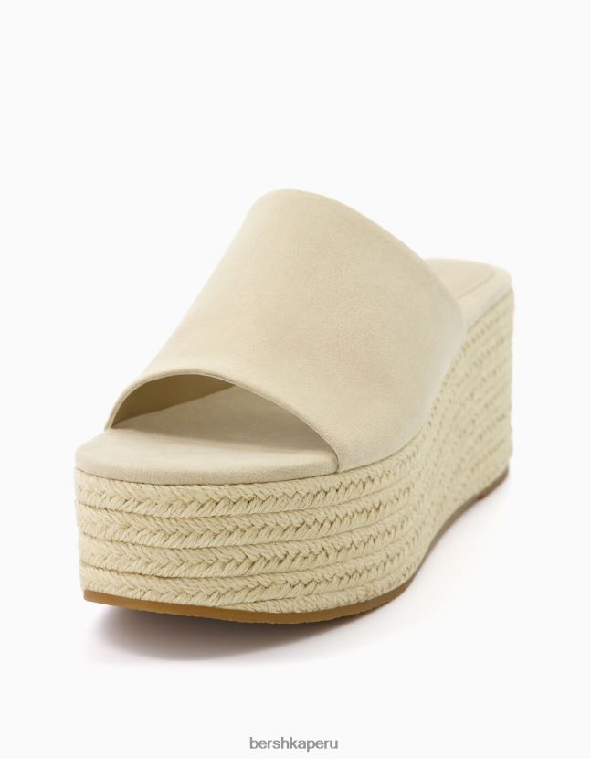 crudo Bershka mujer mulas con plataformas de yute 806J6B2141
