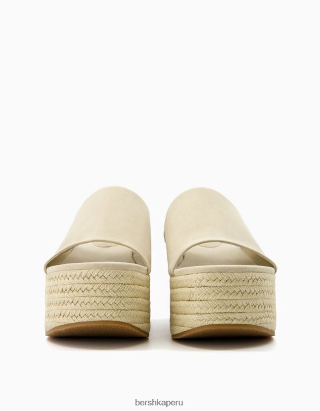 crudo Bershka mujer mulas con plataformas de yute 806J6B2141
