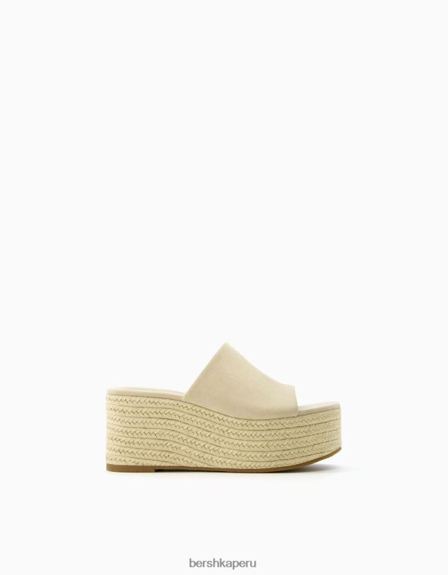 crudo Bershka mujer mulas con plataformas de yute 806J6B2141