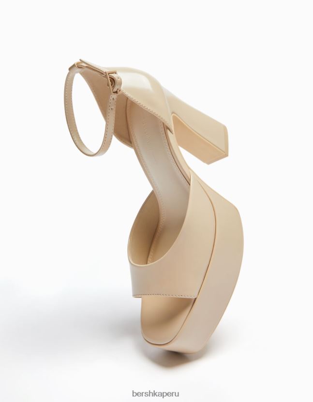 crudo Bershka mujer sandalias de plataforma con correa en el tobillo 806J6B2186