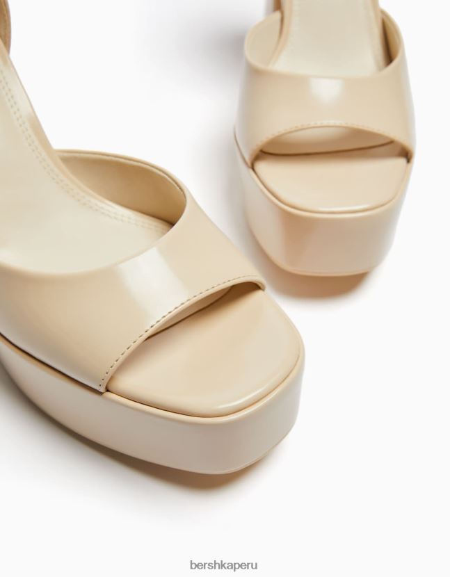crudo Bershka mujer sandalias de plataforma con correa en el tobillo 806J6B2186