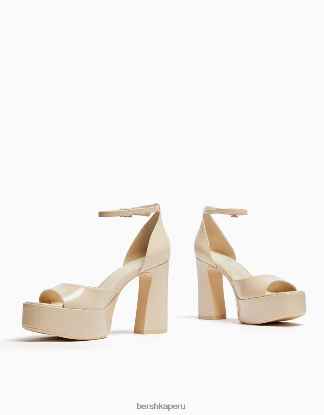crudo Bershka mujer sandalias de plataforma con correa en el tobillo 806J6B2186