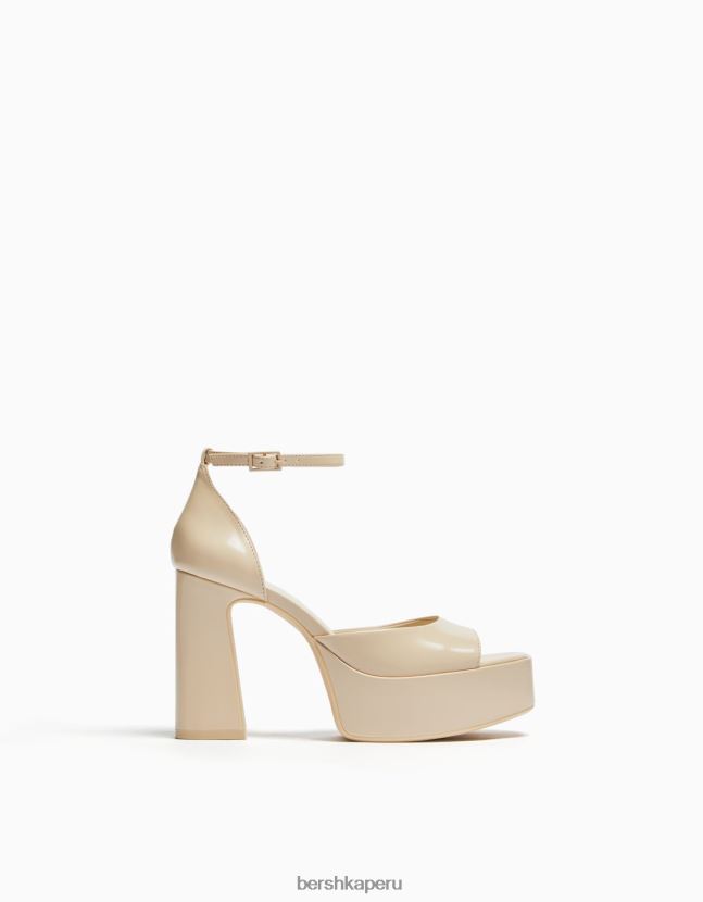 crudo Bershka mujer sandalias de plataforma con correa en el tobillo 806J6B2186