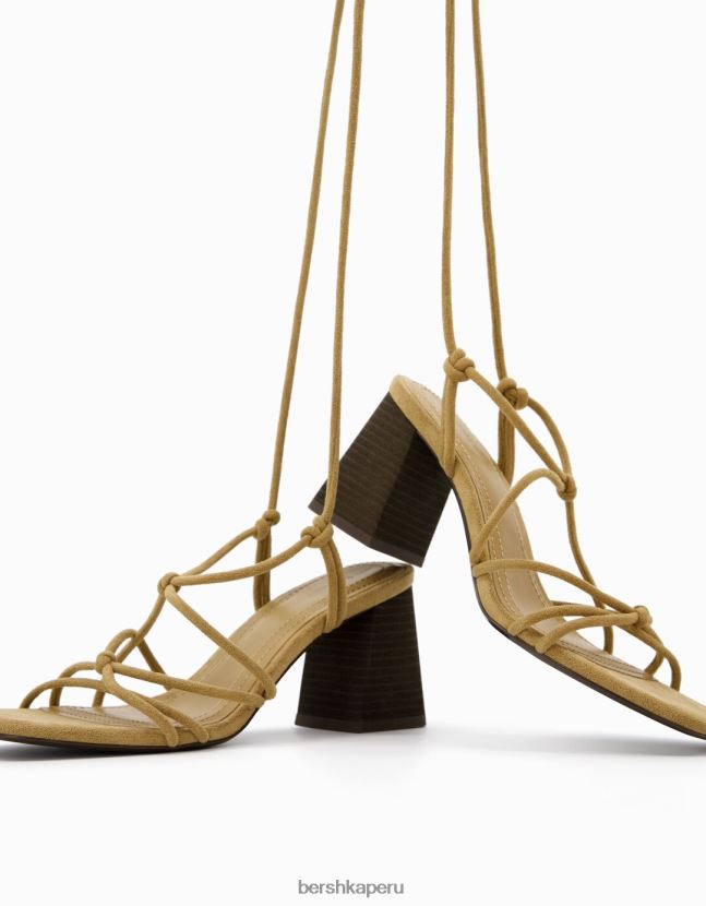 exclusivo Bershka mujer sandalias de tacón atadas con detalles de nudo 806J6B2157