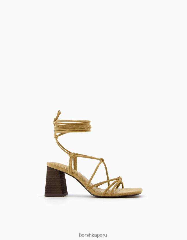 exclusivo Bershka mujer sandalias de tacón atadas con detalles de nudo 806J6B2157
