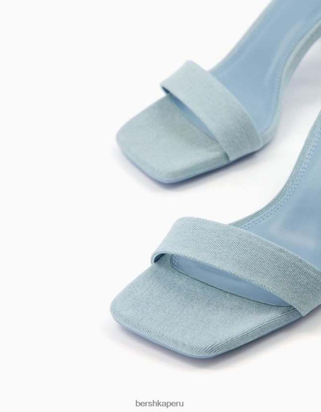 exclusivo Bershka mujer sandalias de tiras de mezclilla de tacón alto con pulsera en el tobillo 806J6B1958