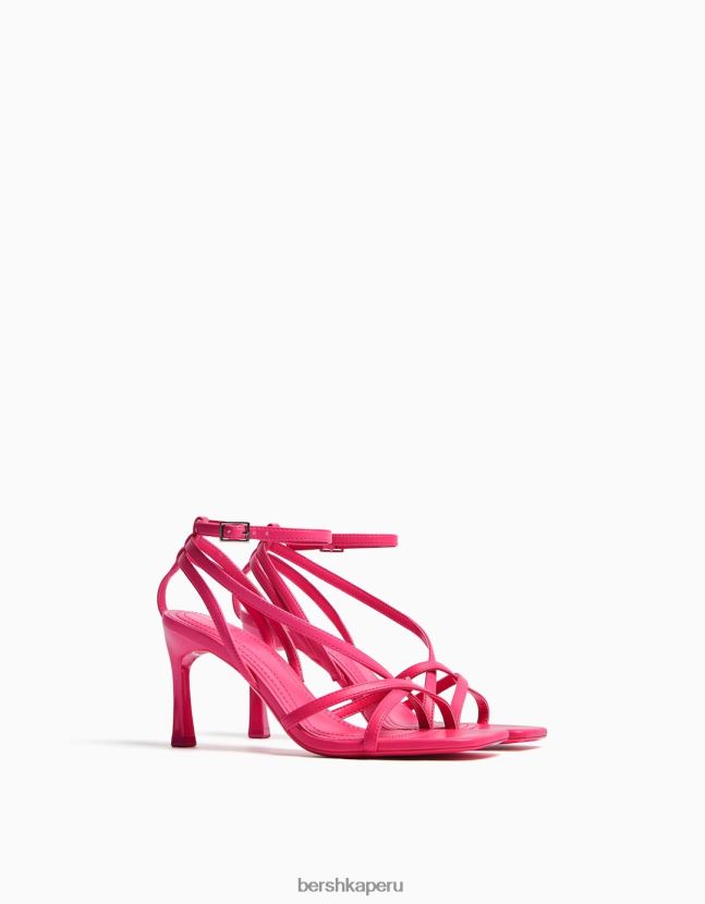 fucsia Bershka mujer sandalias de tiras con tiras en el tobillo 806J6B1905