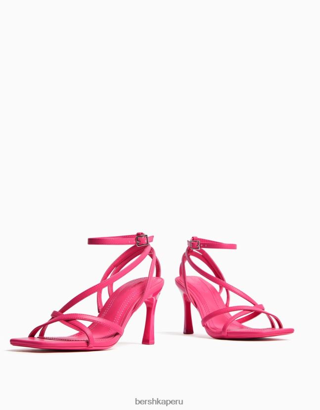 fucsia Bershka mujer sandalias de tiras con tiras en el tobillo 806J6B2179