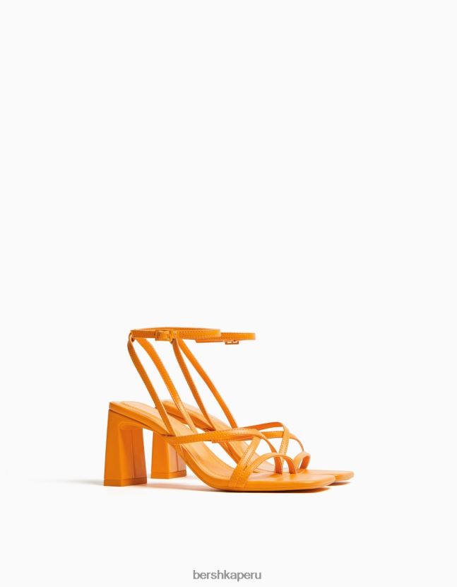 naranja Bershka mujer sandalias de tiras con tiras en el tobillo 806J6B2163