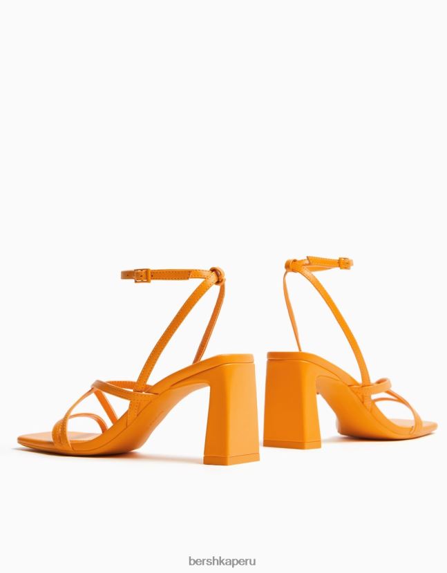 naranja Bershka mujer sandalias de tiras con tiras en el tobillo 806J6B2163