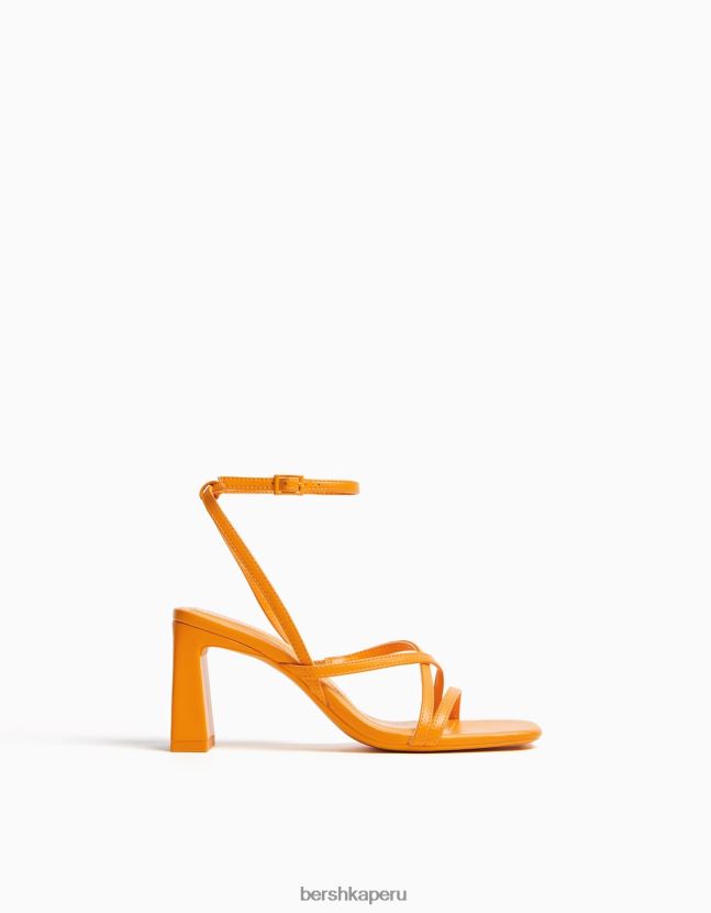 naranja Bershka mujer sandalias de tiras con tiras en el tobillo 806J6B2163