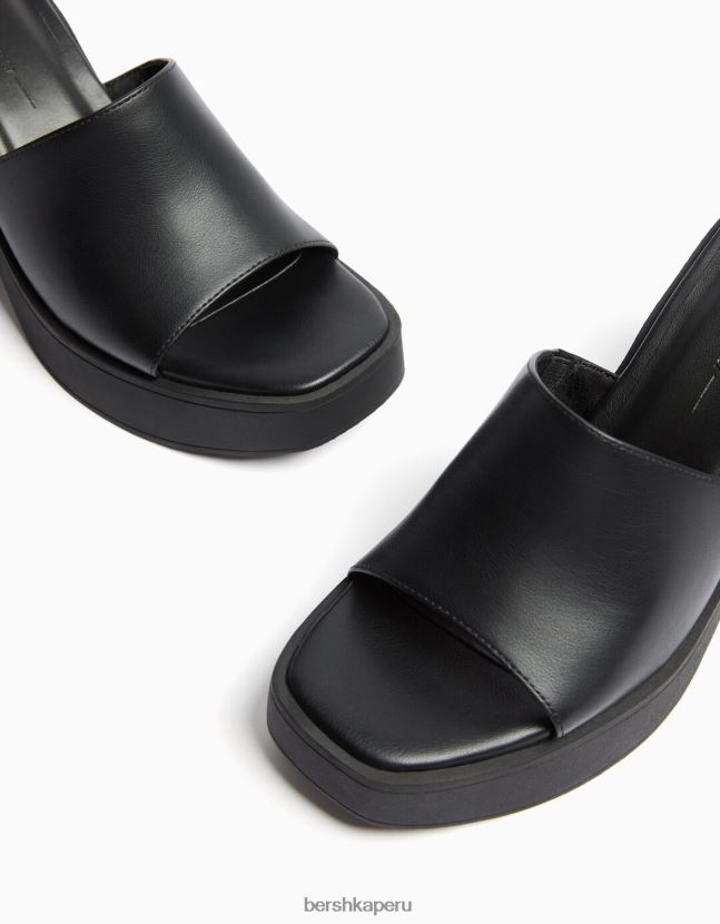 negro Bershka mujer mules con plataforma y tacón alto 806J6B2144