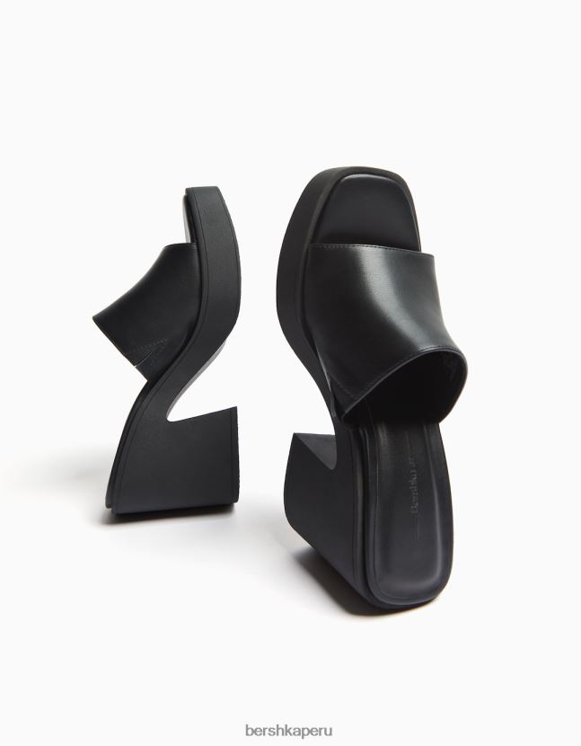 negro Bershka mujer mules con plataforma y tacón alto 806J6B2144