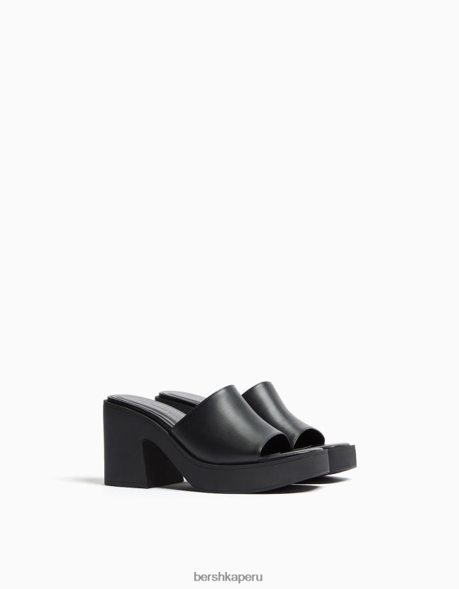 negro Bershka mujer mules con plataforma y tacón alto 806J6B2147