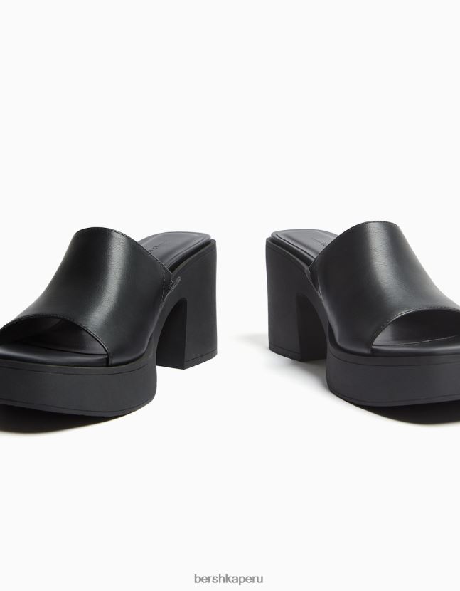 negro Bershka mujer mules con plataforma y tacón alto 806J6B2147