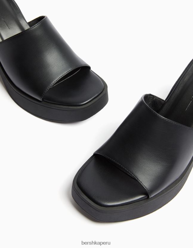 negro Bershka mujer mules con plataforma y tacón alto 806J6B2147