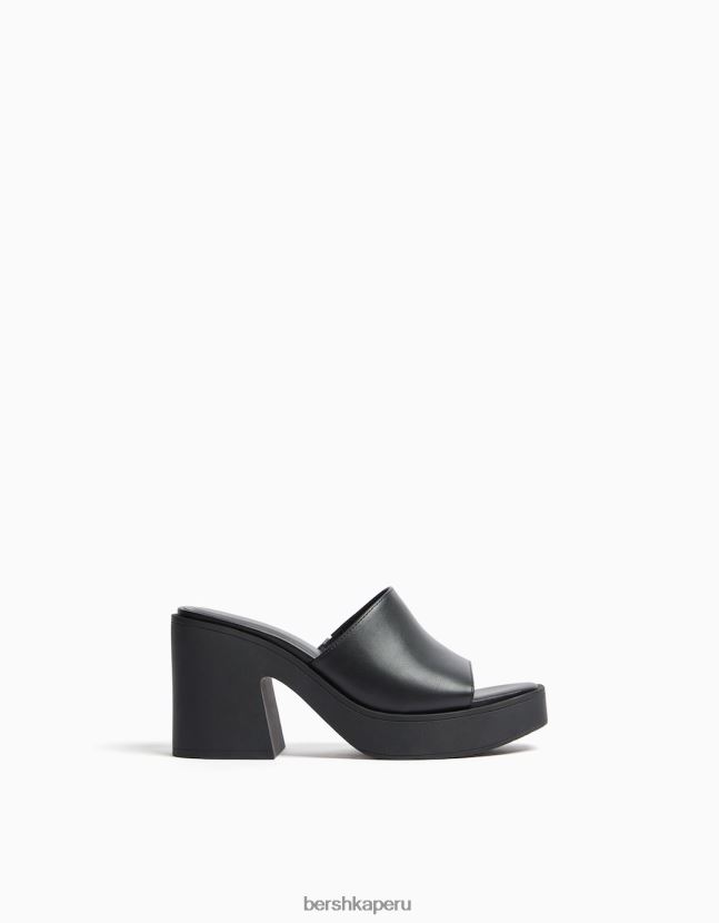 negro Bershka mujer mules con plataforma y tacón alto 806J6B2147