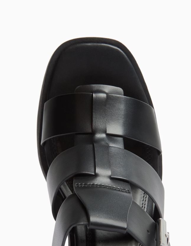 negro Bershka mujer sandalias con tacón estilo jaula 806J6B2204