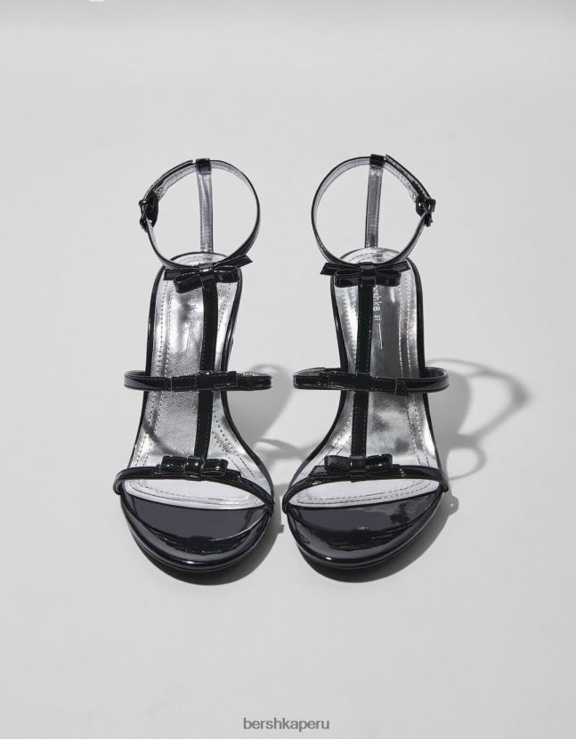 negro Bershka mujer sandalias de tacón con lazos 806J6B2198