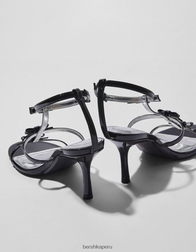 negro Bershka mujer sandalias de tacón con lazos 806J6B2198