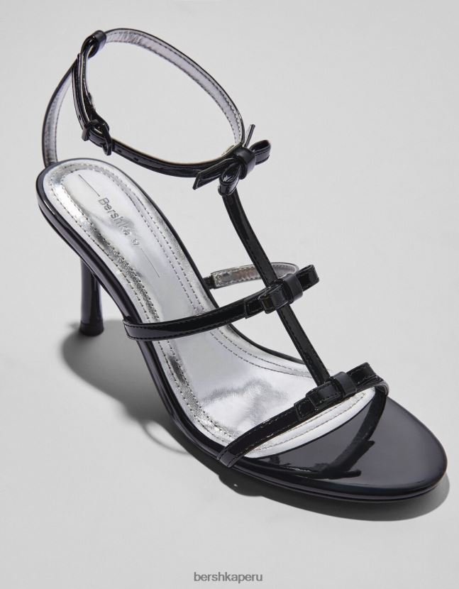 negro Bershka mujer sandalias de tacón con lazos 806J6B2198