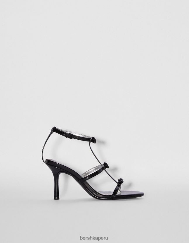 negro Bershka mujer sandalias de tacón con lazos 806J6B2198