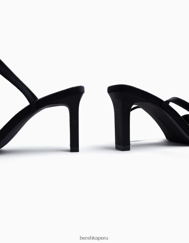 negro Bershka mujer sandalias de tiras con tiras en el tobillo 806J6B2159