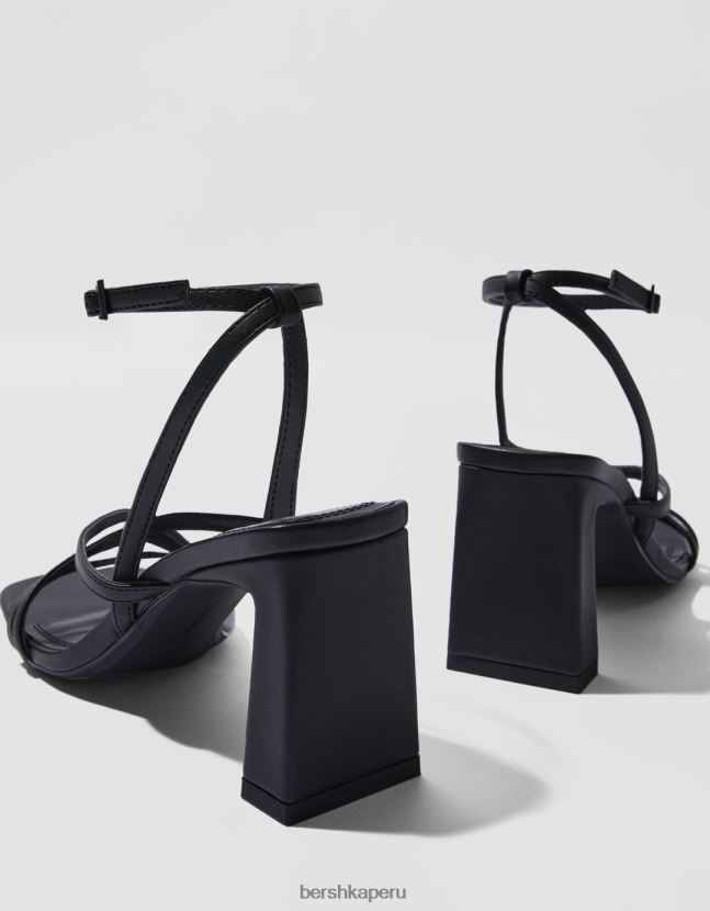 negro Bershka mujer sandalias de tiras con tiras en el tobillo 806J6B2160