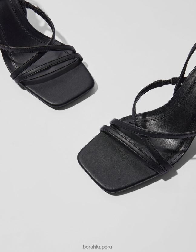 negro Bershka mujer sandalias de tiras con tiras en el tobillo 806J6B2160