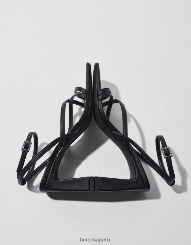 negro Bershka mujer sandalias de tiras con tiras en el tobillo 806J6B2166