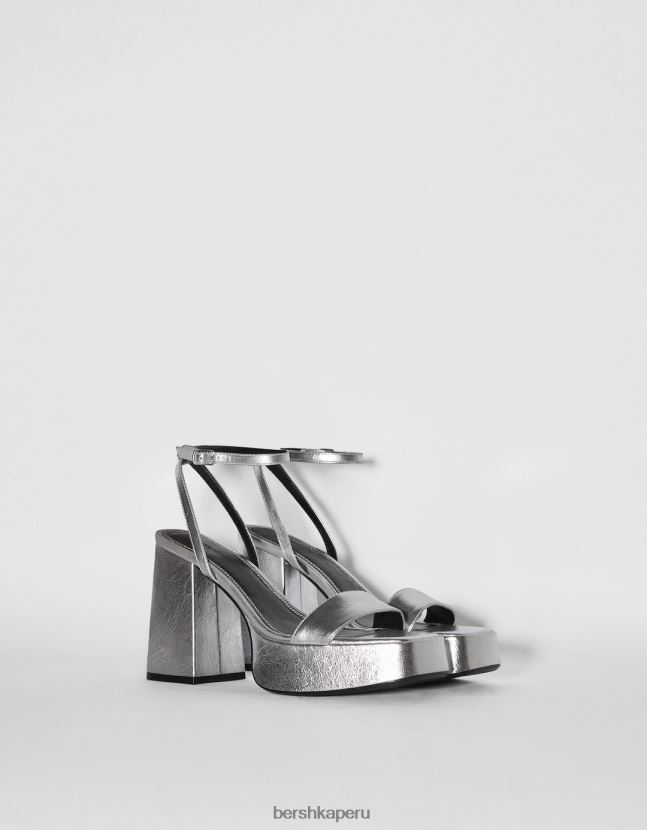 plata Bershka mujer sandalias con plataforma y tacón metalizado 806J6B2183