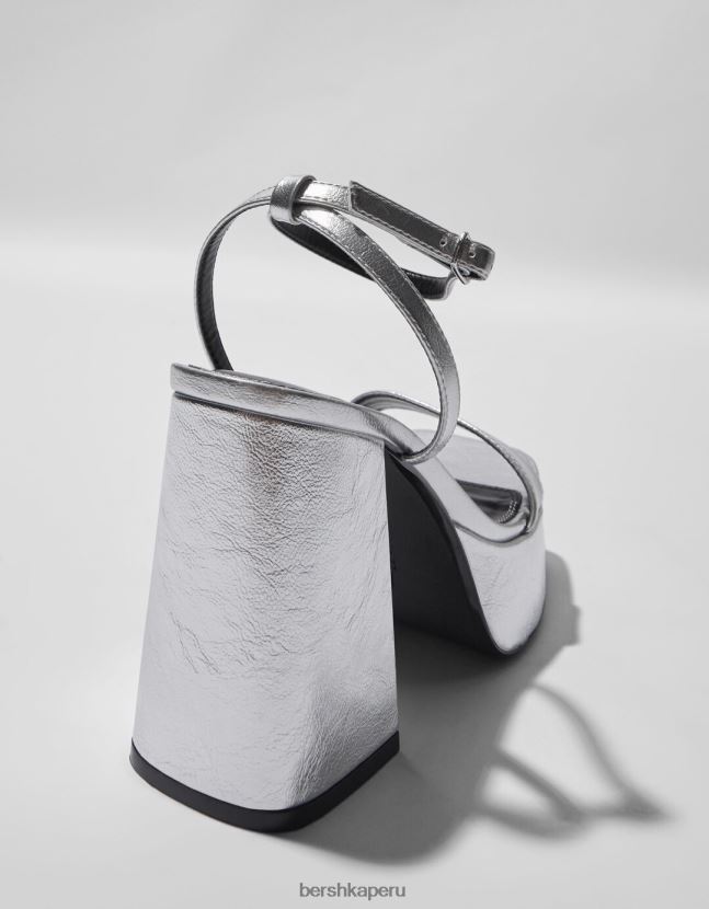 plata Bershka mujer sandalias con plataforma y tacón metalizado 806J6B2183