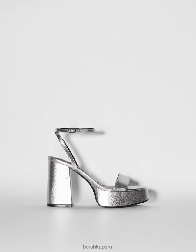 plata Bershka mujer sandalias con plataforma y tacón metalizado 806J6B2183