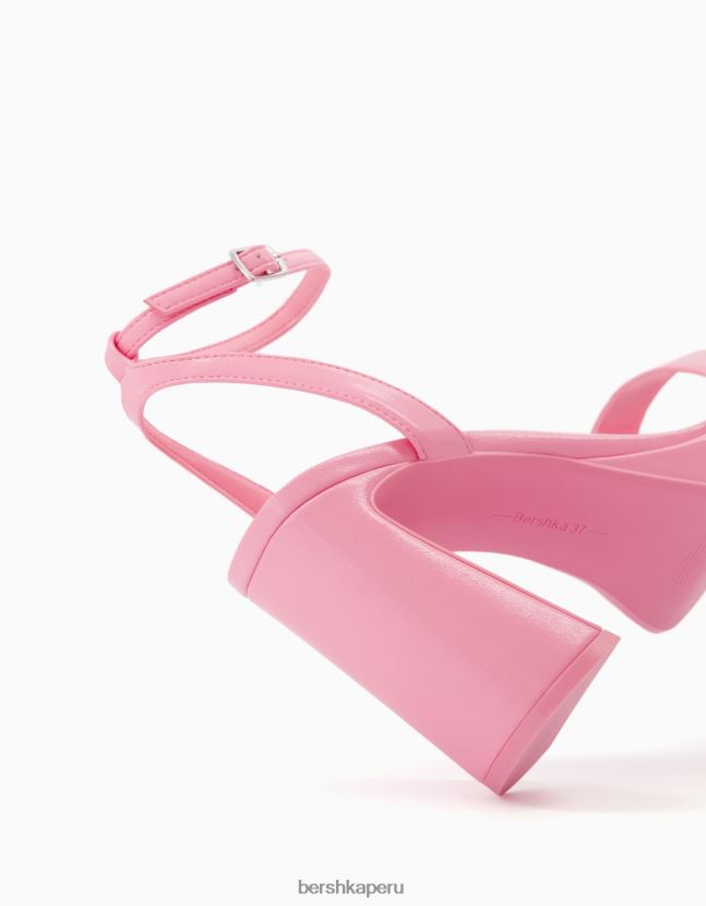 rosa Bershka mujer mini sandalias de plataforma con correa en el tobillo 806J6B2149