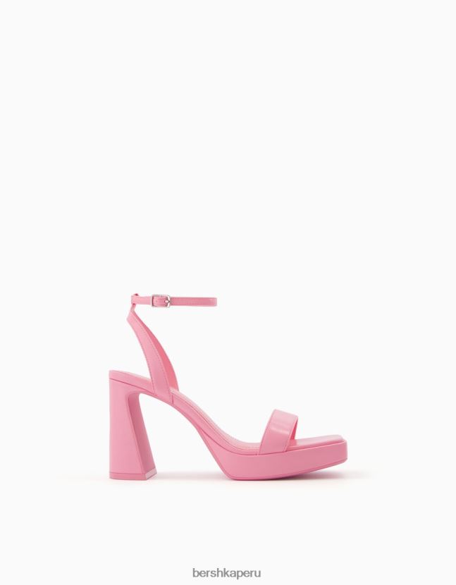 rosa Bershka mujer mini sandalias de plataforma con correa en el tobillo 806J6B2149