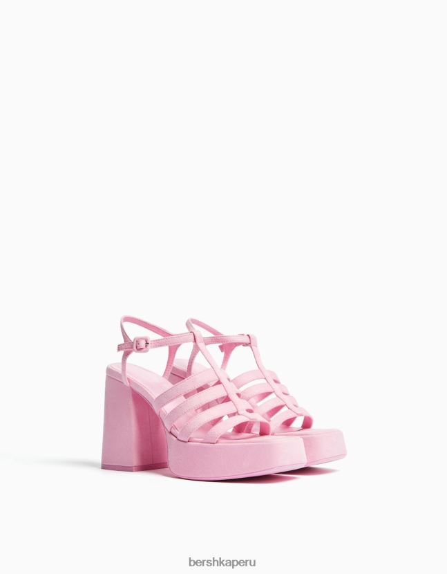rosa Bershka mujer sandalias con plataforma y tacón alto 806J6B2169
