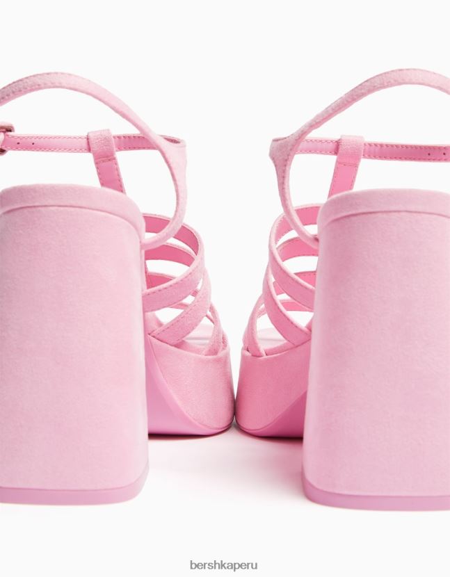 rosa Bershka mujer sandalias con plataforma y tacón alto 806J6B2169