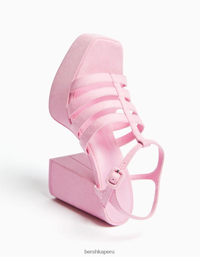rosa Bershka mujer sandalias con plataforma y tacón alto 806J6B2169