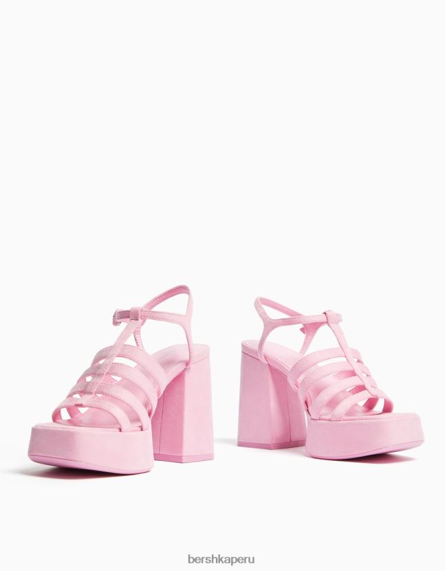 rosa Bershka mujer sandalias con plataforma y tacón alto 806J6B2169