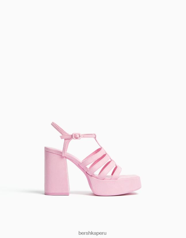 rosa Bershka mujer sandalias con plataforma y tacón alto 806J6B2169