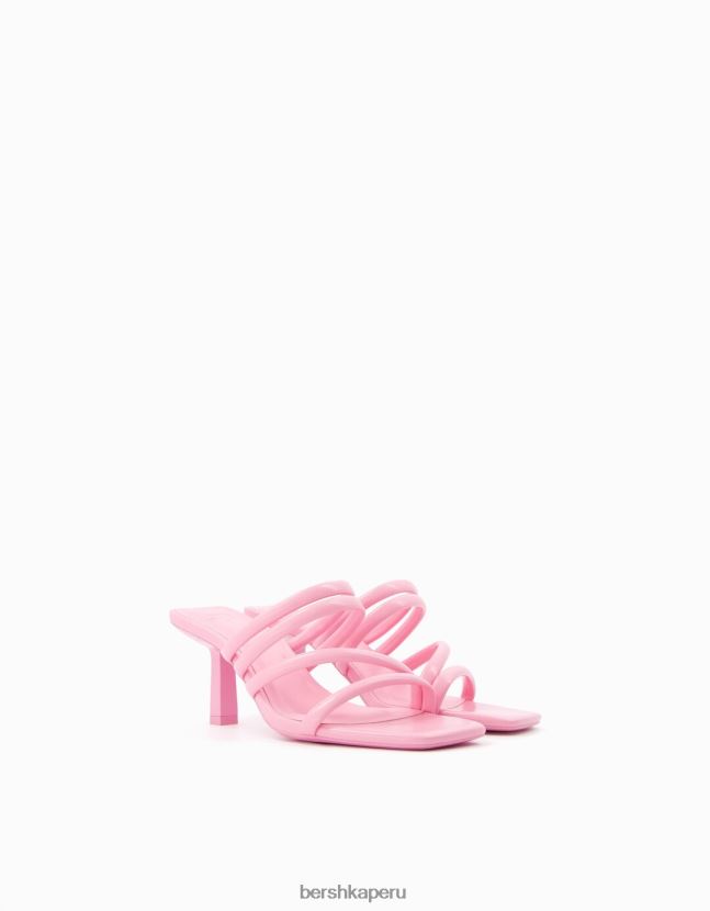 rosa Bershka mujer sandalias con tiras y tacón de aguja 806J6B2165