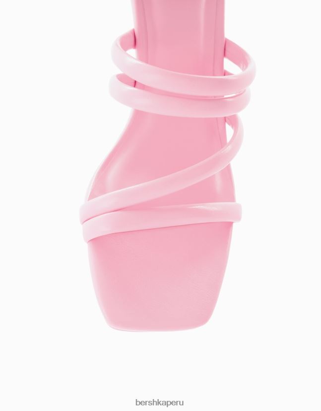 rosa Bershka mujer sandalias con tiras y tacón de aguja 806J6B2165